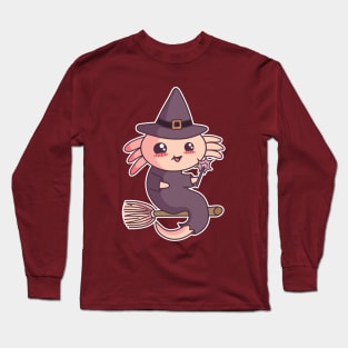 Halloween Axolotl Witch Cute Kawaii Salamander Lover Long Sleeve T-Shirt